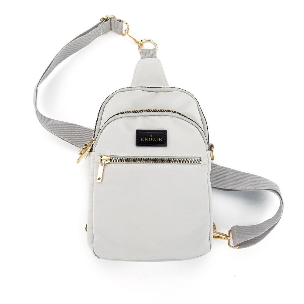 Kedzie Gray Convertible Sling & Crossbody Bag Cell Phone Purse w/ Adj St…